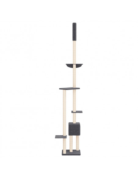 Albero per Gatti Pavimento Soffitto Grigio Scuro 258,5-284,5 cm