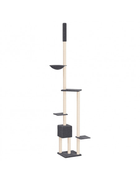 Albero per Gatti Pavimento Soffitto Grigio Scuro 258,5-284,5 cm