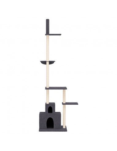 Albero per Gatti Pavimento Soffitto Grigio Scuro 250,5-276,5 cm