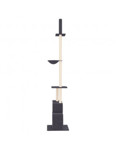 Albero per Gatti Pavimento Soffitto Grigio Scuro 250,5-276,5 cm