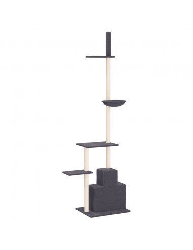 Albero per Gatti Pavimento Soffitto Grigio Scuro 250,5-276,5 cm