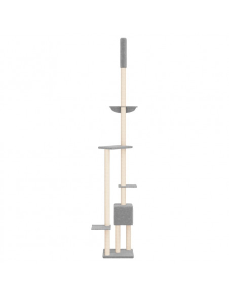 Albero per Gatti Pavimento Soffitto Grigio Chiaro 258,5-284,5cm