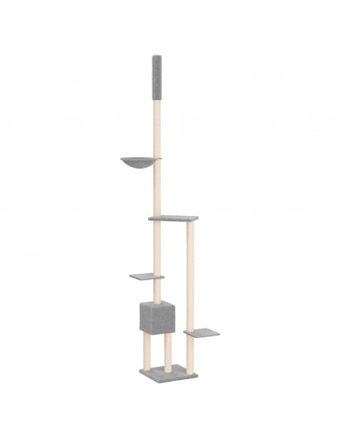 Albero per Gatti Pavimento Soffitto Grigio Chiaro 258,5-284,5cm