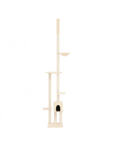 Albero per Gatti da Pavimento a Soffitto Crema 258,5-284,5 cm