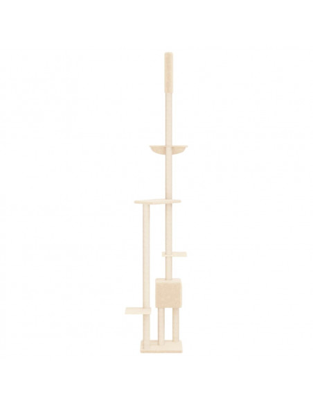 Albero per Gatti da Pavimento a Soffitto Crema 258,5-284,5 cm