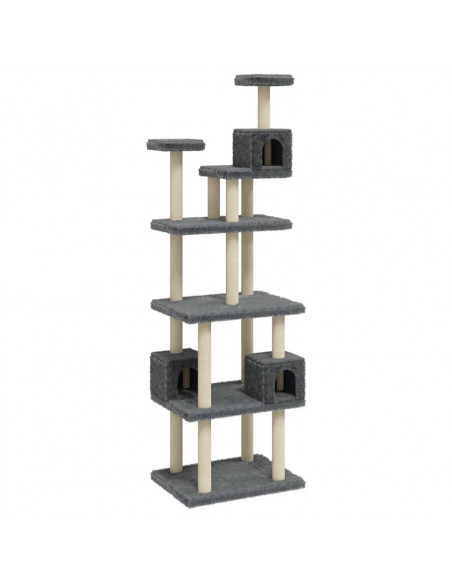 Albero per Gatti con Tiragraffi in Sisal Grigio Scuro 188 cm