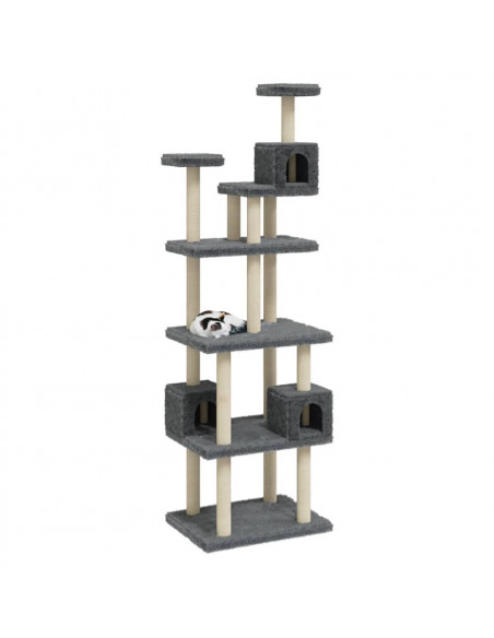Albero per Gatti con Tiragraffi in Sisal Grigio Scuro 188 cm