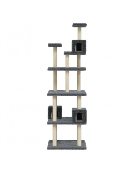 Albero per Gatti con Tiragraffi in Sisal Grigio Scuro 188 cm