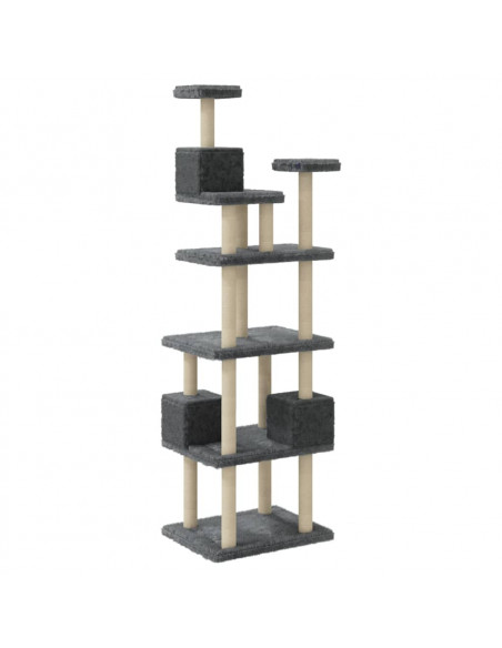 Albero per Gatti con Tiragraffi in Sisal Grigio Scuro 188 cm