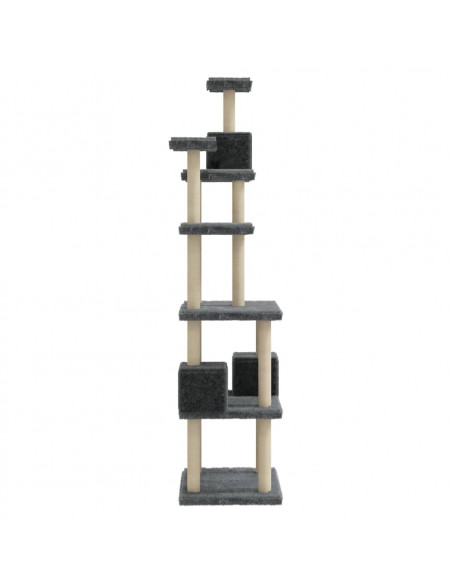 Albero per Gatti con Tiragraffi in Sisal Grigio Scuro 188 cm