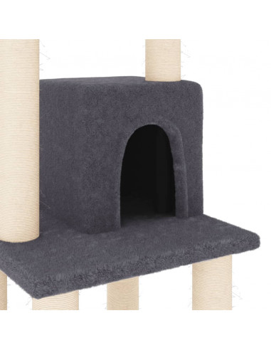 Albero per Gatti con Tiragraffi in Sisal Grigio Scuro 105 cm