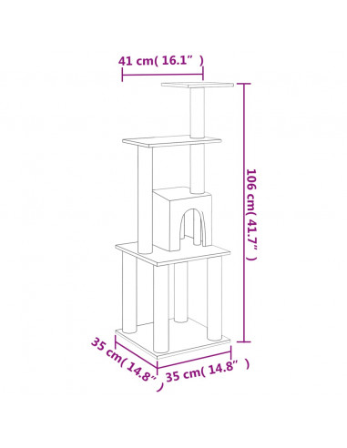 Albero per Gatti con Tiragraffi in Sisal Grigio Scuro 105 cm