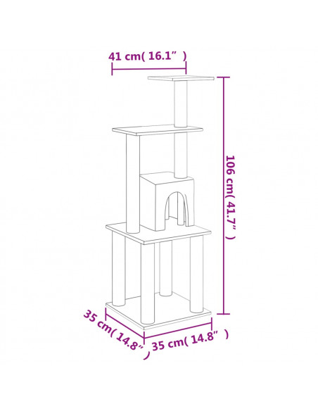 Albero per Gatti con Tiragraffi in Sisal Grigio Scuro 105 cm