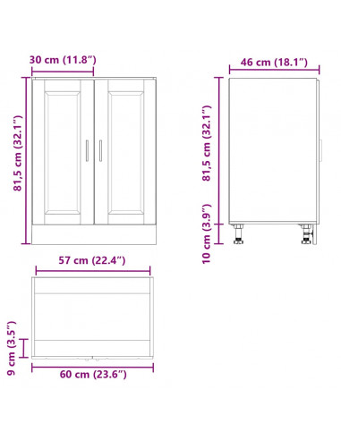 Base da Cucina Porto Grigio Sonoma in Legno Multistrato
