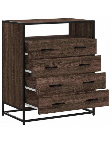 Cassettiera Rovere Marrone 70x41x70 cm in Legno Multistrato