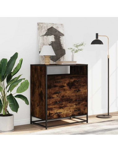 Cassettiera Rovere Fumo 70x41x70 cm in Legno Multistrato