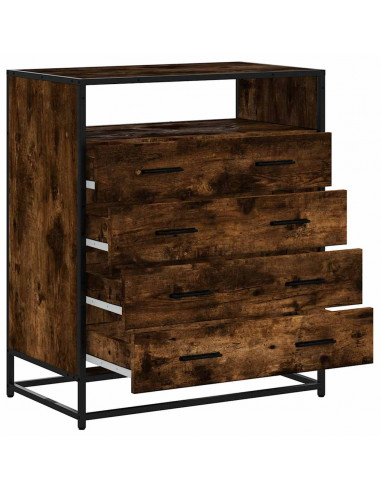 Cassettiera Rovere Fumo 70x41x70 cm in Legno Multistrato