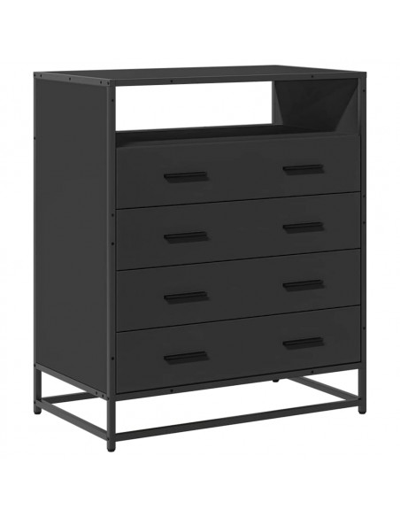 Cassettiera Nera 70x41x70 cm in Legno Multistrato