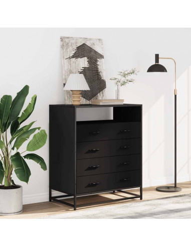 Cassettiera Nera 70x41x70 cm in Legno Multistrato