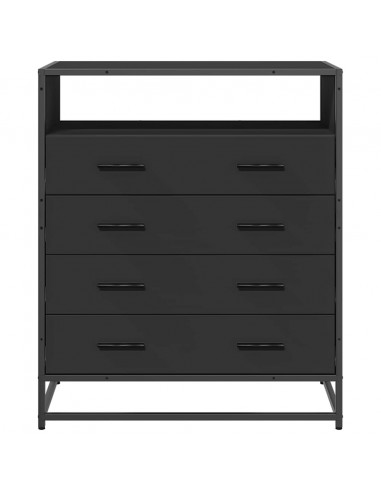 Cassettiera Nera 70x41x70 cm in Legno Multistrato