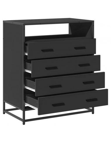 Cassettiera Nera 70x41x70 cm in Legno Multistrato