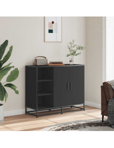 Credenza Nera 92x35x76 cm in Legno Multistrato