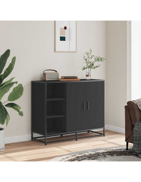 Credenza Nera 92x35x76 cm in Legno Multistrato