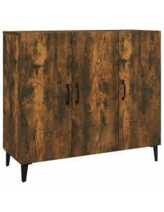 Credenza Rovere Fumo 90x34x80 cm in Legno Multistrato