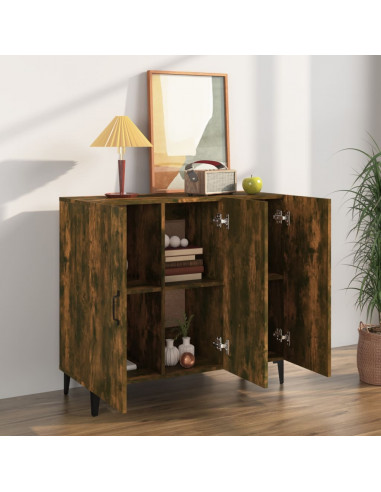 Credenza Rovere Fumo 90x34x80 cm in Legno Multistrato