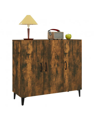 Credenza Rovere Fumo 90x34x80 cm in Legno Multistrato