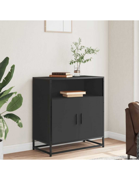 Credenza Rovere Nera 68x35x76 cm in Legno Multistrato