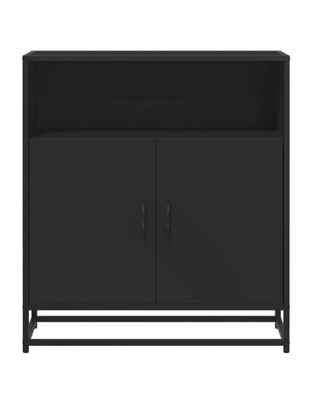 Credenza Rovere Nera 68x35x76 cm in Legno Multistrato