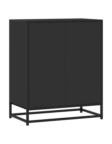 Credenza Rovere Nera 68x35x76 cm in Legno Multistrato