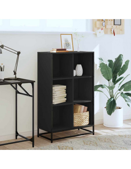 Libreria Nera 65,5x33x107,5 cm in Legno Multistrato