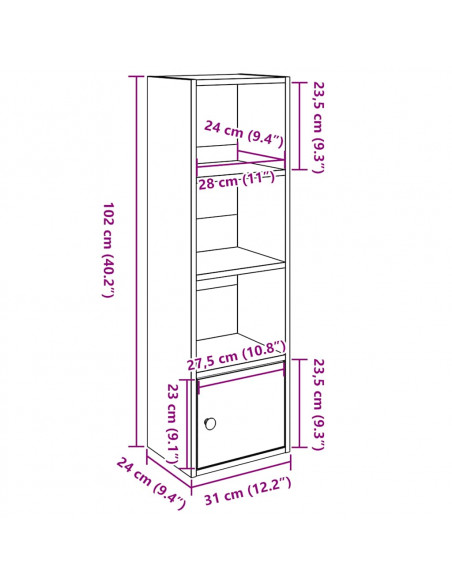 Libreria Rovere Sonoma 31x24x102 cm in Legno Multistrato