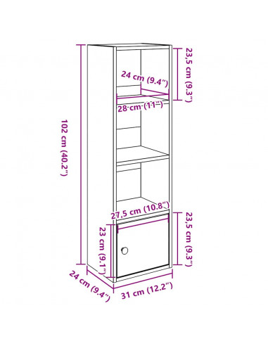 Libreria Rovere Nero 31x24x102 cm in Legno Multistrato