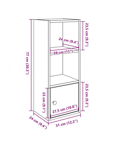 Libreria Rovere Marrone 31x24x77 cm in Legno Multistrato
