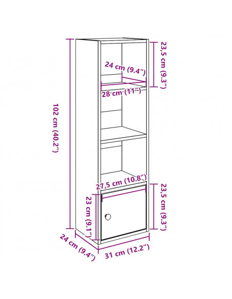 Libreria Rovere Marrone 31x24x102 cm in Legno Multistrato