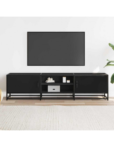 Mobile Porta TV Nero 160x35x41 cm in Truciolato e Metallo