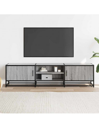 Mobile TV Grigio Sonoma 160x35x41cm Legno Multistrato e Metallo