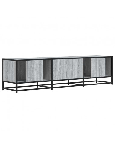 Mobile TV Grigio Sonoma 160x35x41cm Legno Multistrato e Metallo