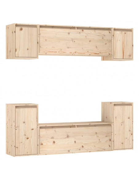 Mobili TV 6 pz in Legno Massello di Pino