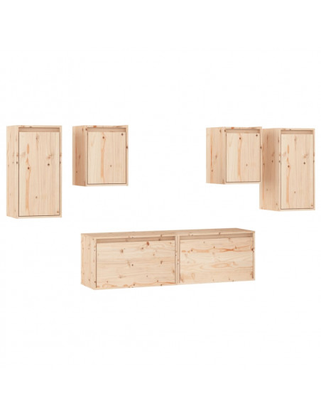 Mobili Porta TV 6 pz in Legno Massello di Pino