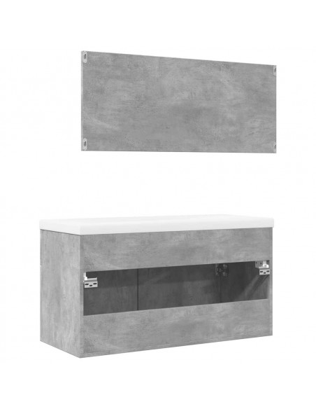 Set Mobili da Bagno 3 pz Grigio Cemento in Legno Multistrato