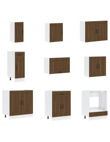 Set Mobili da Cucina 14 pz Kalmar Rovere Marrone in Truciolato