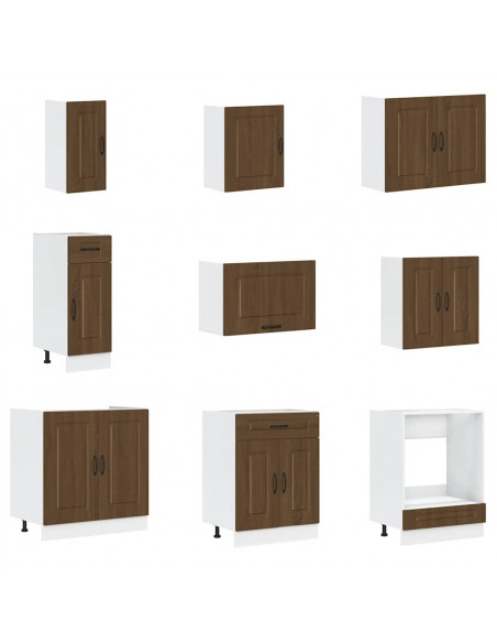 Set Mobili da Cucina 14 pz Kalmar Rovere Marrone in Truciolato