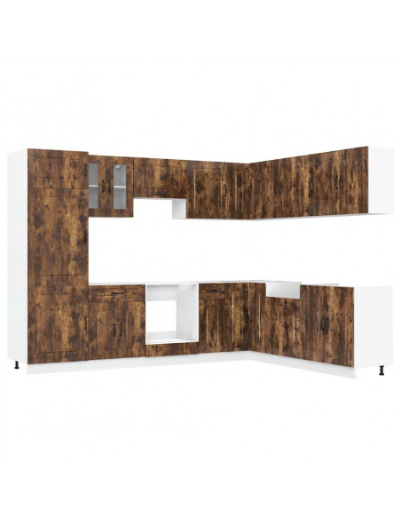 Set Mobili da Cucina 14 pz Kalmar Rovere Fumo Legno Multistrato