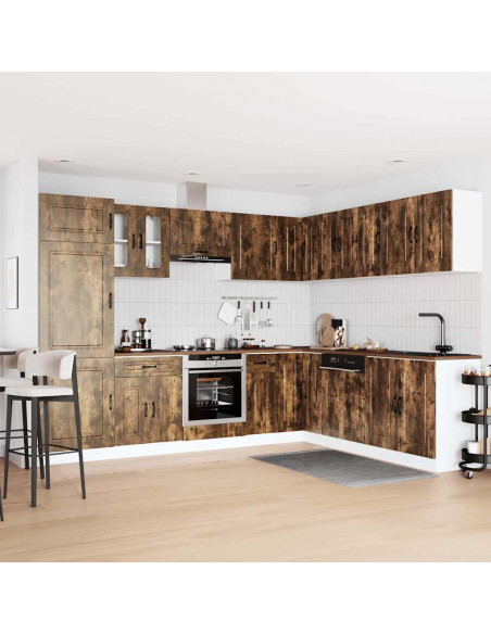 Set Mobili da Cucina 14 pz Kalmar Rovere Fumo Legno Multistrato