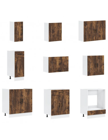 Set Mobili da Cucina 14 pz Kalmar Rovere Fumo Legno Multistrato