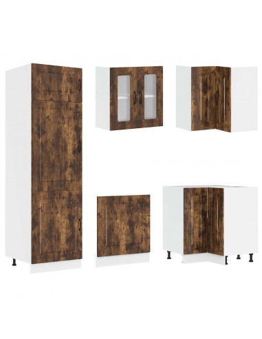 Set Mobili da Cucina 14 pz Kalmar Rovere Fumo Legno Multistrato